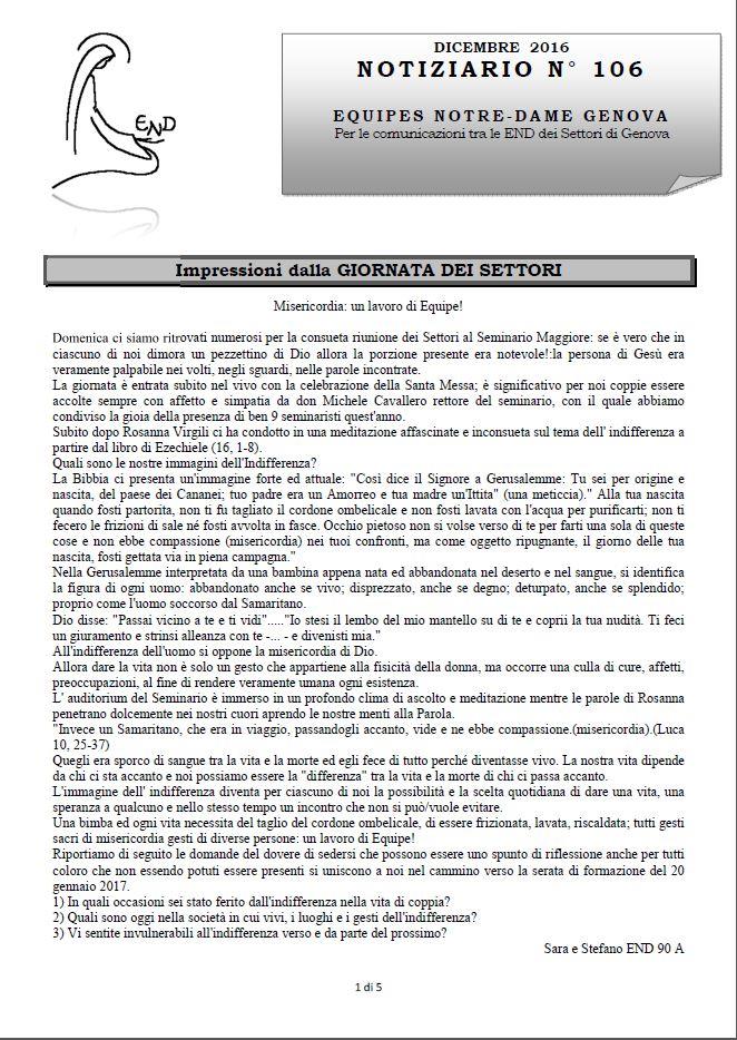 NOTIZIARIO DEI SETTORI DI GENOVA